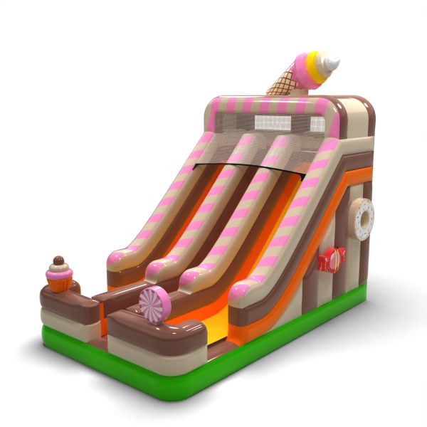 Toboggan gonflable double avec le thème des bonbons