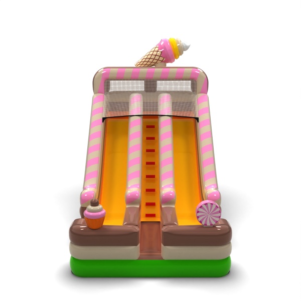 Toboggan gonflable double avec le thème des bonbons