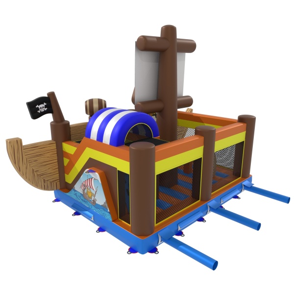Aire de jeux gonflable bateau sur le thème des pirates