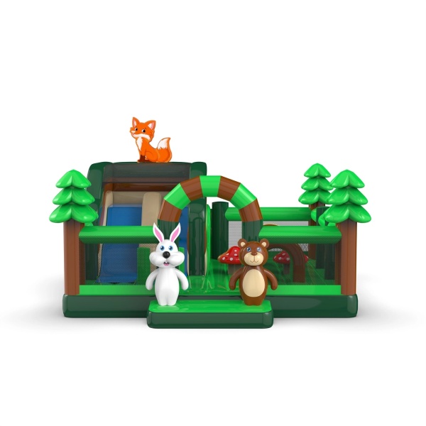Aire de jeux gonflable 6x6 sur le thème de la forêt