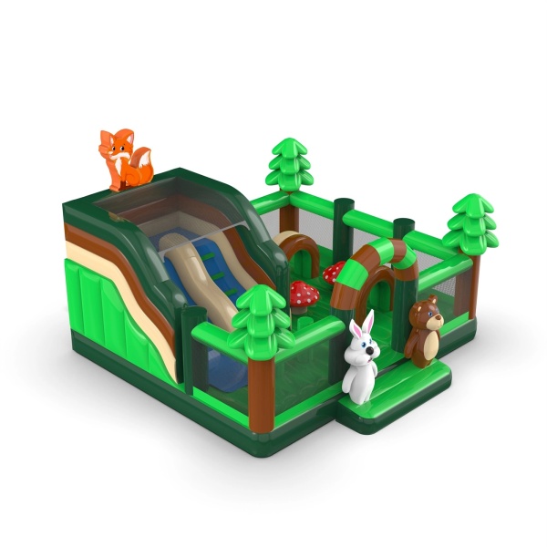 Aire de jeux gonflable 6x6 sur le thème de la forêt
