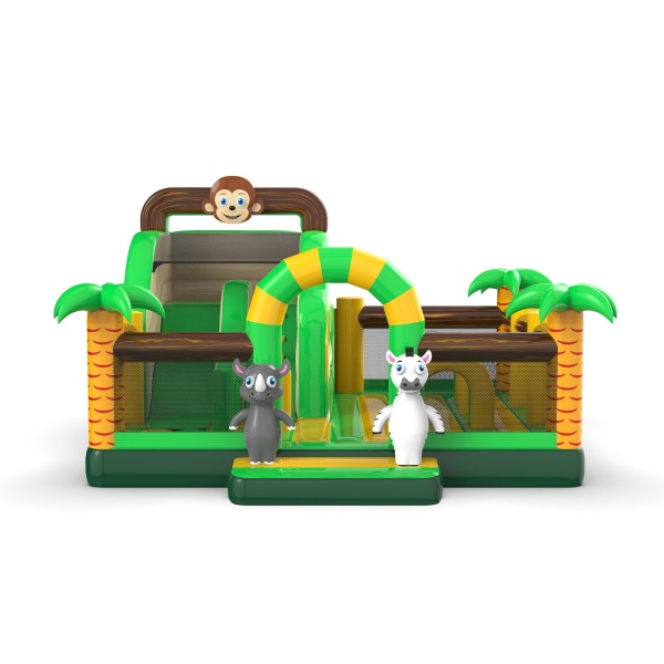 Aire de jeux gonflable 6x6 sur le thème de la jungle