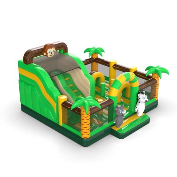Aire de jeux gonflable 6x6 sur le thème de la jungle