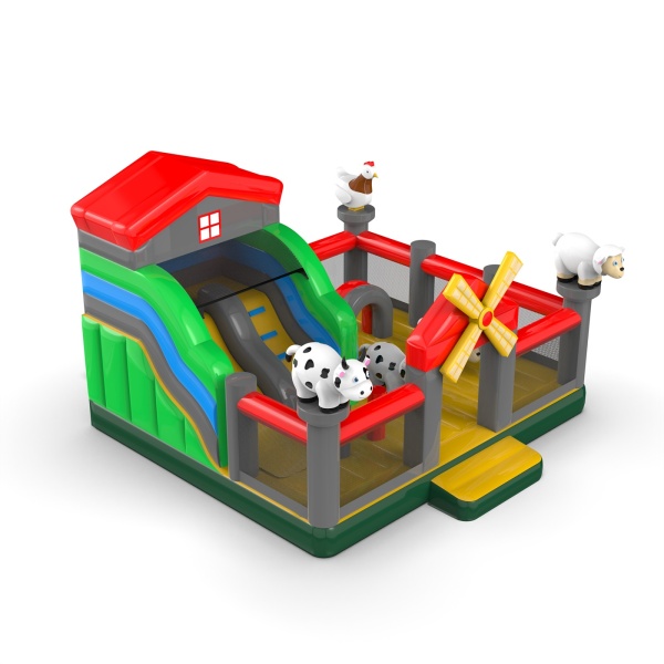 Aire de jeux gonflable 6x6 sur le thème de la ferme