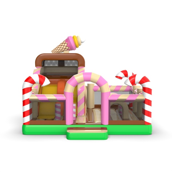 Aire de jeux gonflable 6x6 sur le thème des bonbons