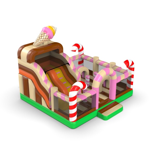 Aire de jeux gonflable 6x6 sur le thème des bonbons