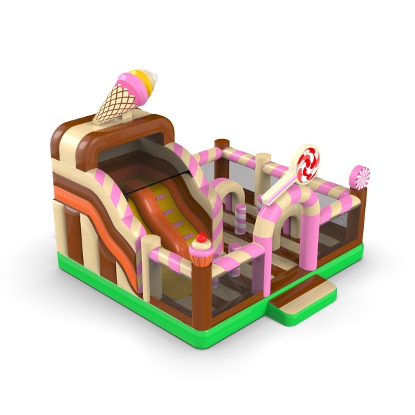 Aire de jeux gonflable 6x6 sur le thème des bonbons