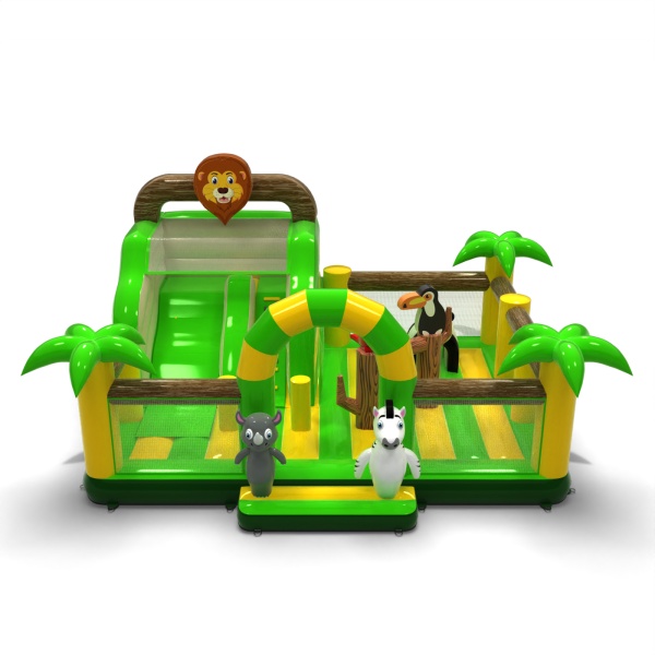 Aire de jeux gonflable 8x6 sur le thème de la jungle