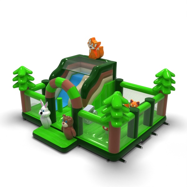 Aire de jeux gonflable 8x6 sur le thème de la forêt
