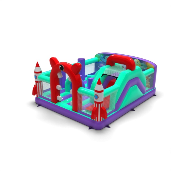 Aire de jeux gonflable 6x5 - thème spatial combo