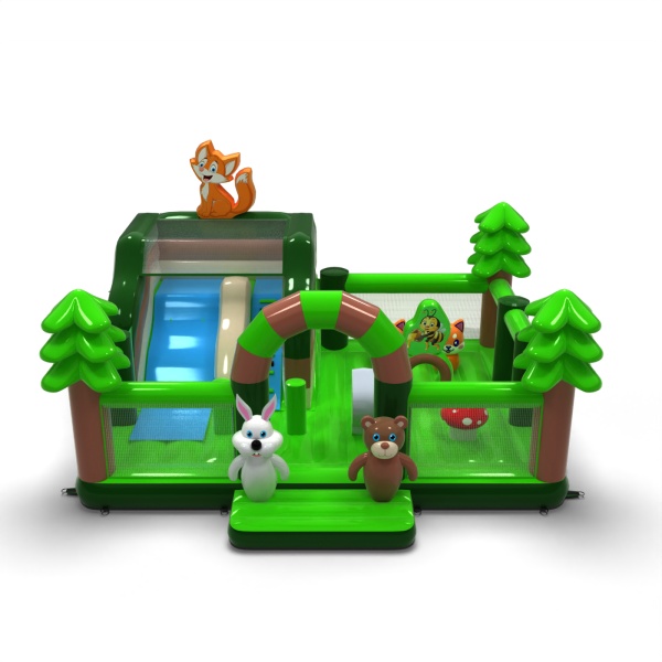 Aire de jeux gonflable 8x6 sur le thème de la forêt