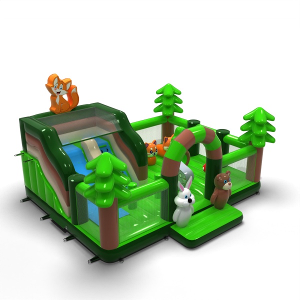 Aire de jeux gonflable 8x6 sur le thème de la forêt
