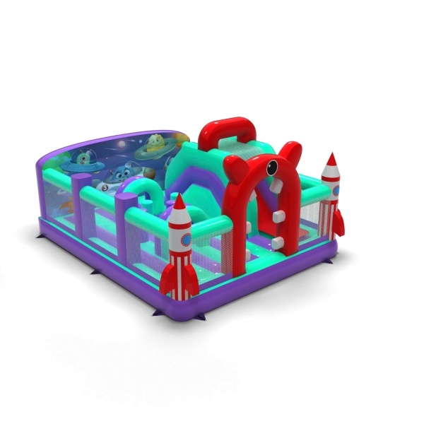 Aire de jeux gonflable 6x5 - thème spatial combo