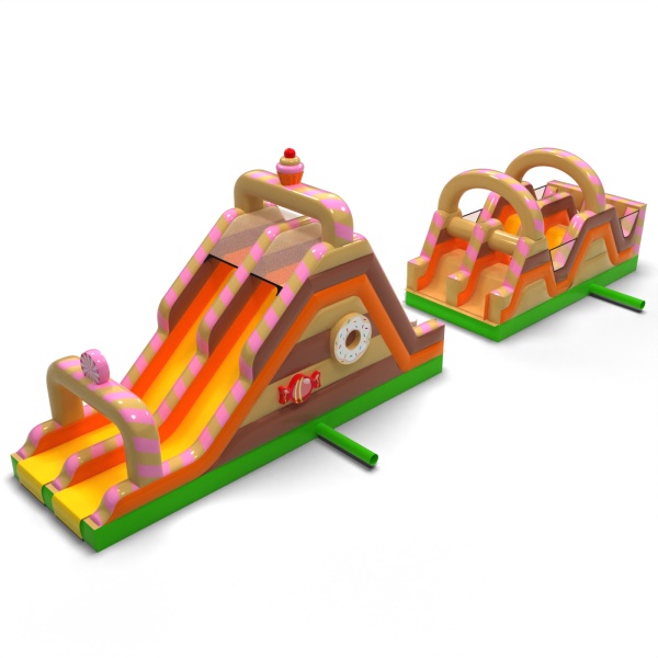 Parcours d'obstacles gonflable Bonbons - 15 m