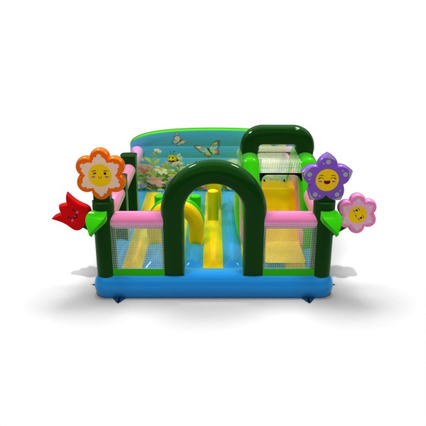 Aire de jeux gonflable 6x5 sur le thème du printemps