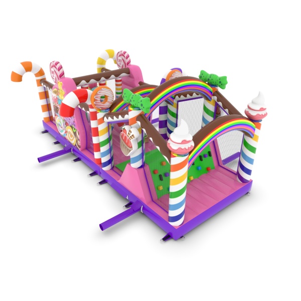 Parcours d'obstacles gonflable Bonbons - 10 m