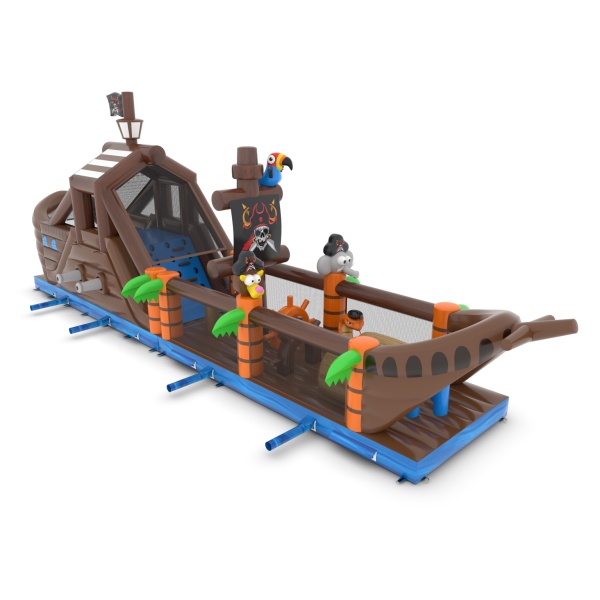Parcours d'obstacles gonflable Navire pirate - 17,3 m