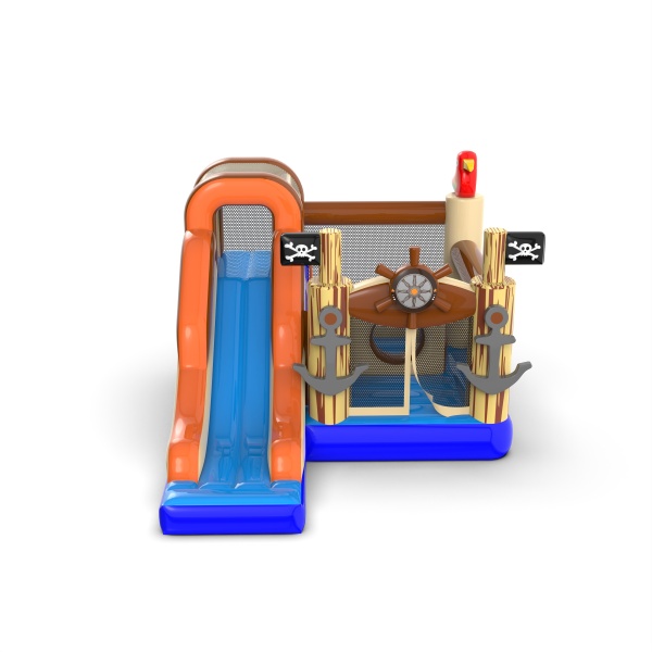 Petit château gonflable avec toboggan pour enfants - thème pirate