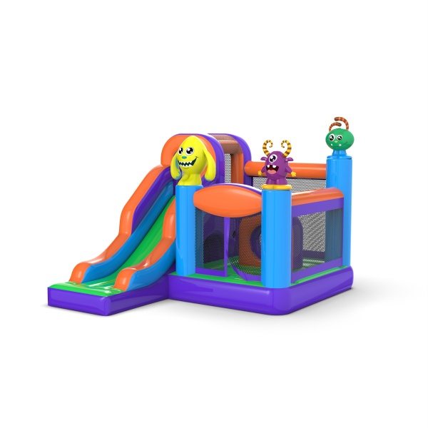 Petit château gonflable avec toboggan pour enfants - monstres