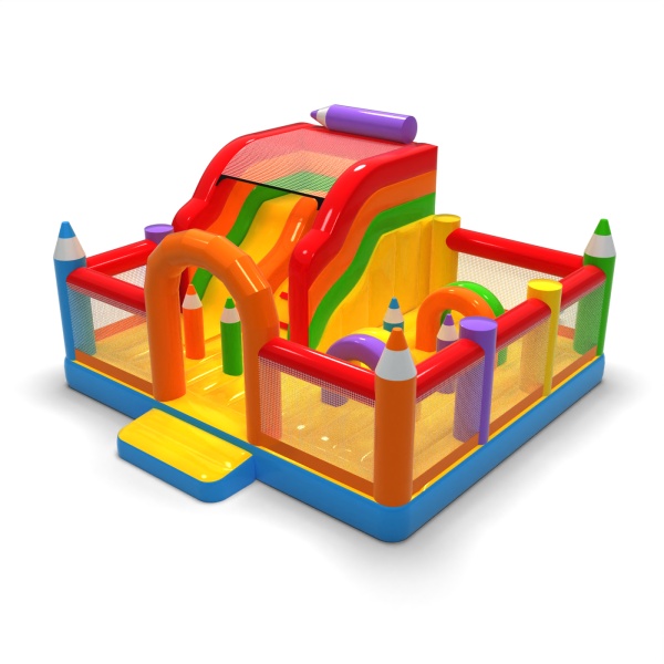 Aire de jeux gonflable 6x6 sur le thème des crayons