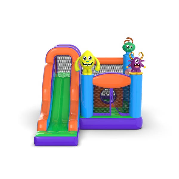 Petit château gonflable avec toboggan pour enfants - monstres