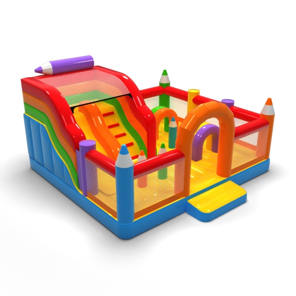Aire de jeux gonflable 6x6 sur le thème des crayons