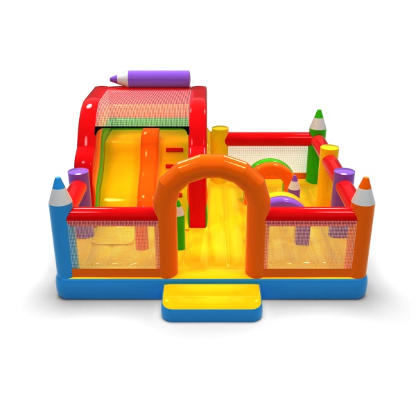 Aire de jeux gonflable 6x6 sur le thème des crayons
