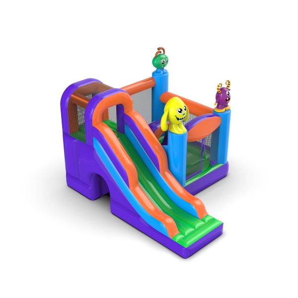 Petit château gonflable avec toboggan pour enfants - monstres
