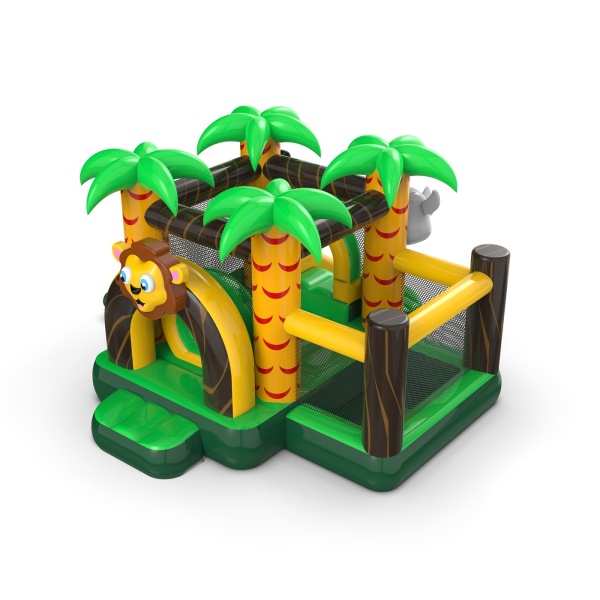 Petit château gonflable avec piscine à balles sèche pour enfants - thème jungle