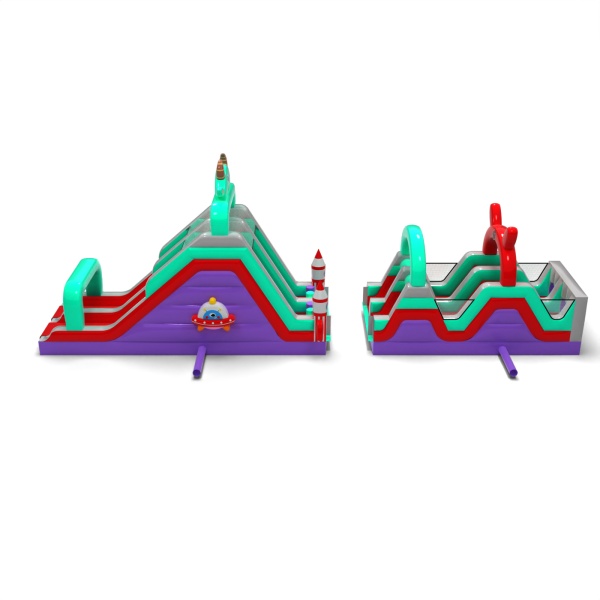 Parcours d'obstacles gonflable Cosmique - 15 m
