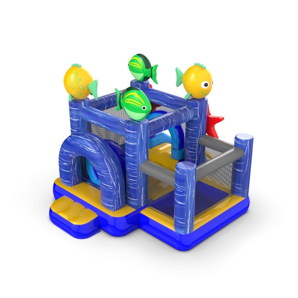 Petit château gonflable avec piscine à balles sèche pour enfants - thème marin
