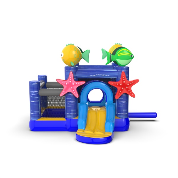 Petit château gonflable avec piscine à balles sèche pour enfants - thème marin