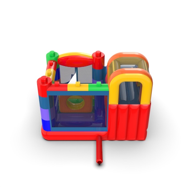Petit château gonflable avec toboggan pour enfants - Blocs colorés