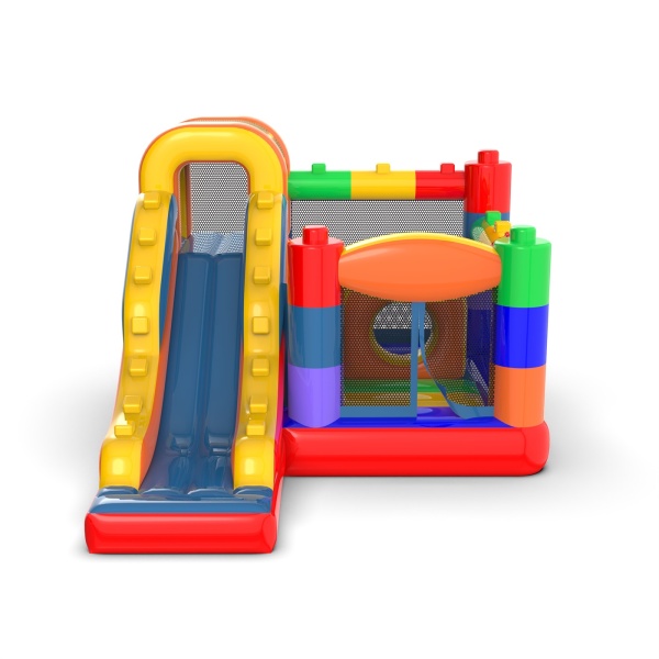 Petit château gonflable avec toboggan pour enfants - Blocs colorés