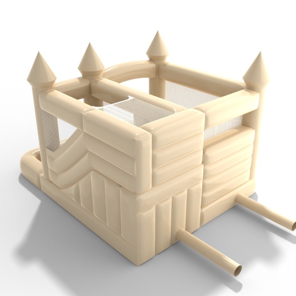 Château gonflable avec toboggan dans une teinte claire