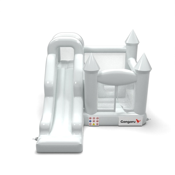 Château gonflable avec toboggan en thème blanc