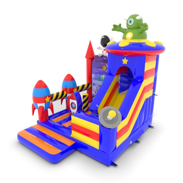 Gonflable avec toboggan - Combo thème spatial
