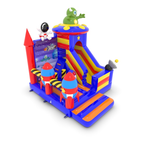Gonflable avec toboggan - Combo thème spatial