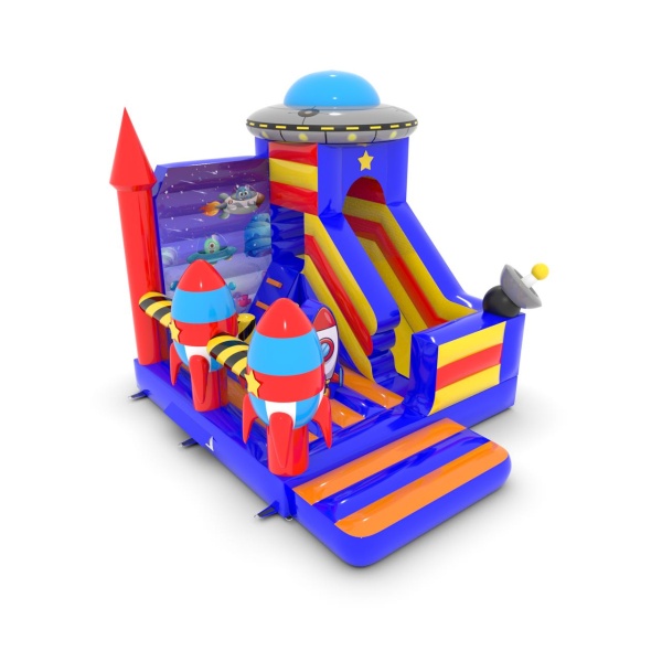 Château avec toboggan 5x4 m sur le thème de l'espace