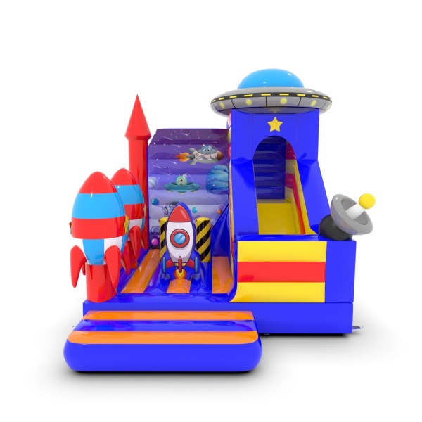 Château avec toboggan 5x4 m sur le thème de l'espace