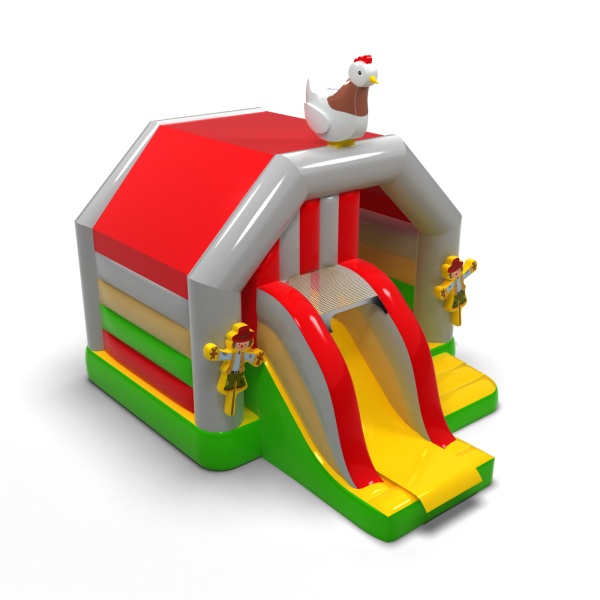 Petite maison de ferme - gonflable avec toboggan