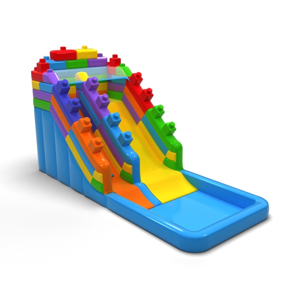 Toboggan gonflable aquatique Briques colorées