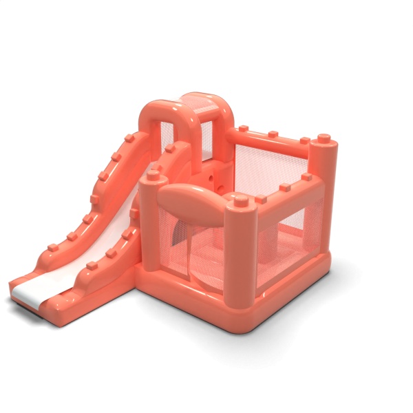 Petit château gonflable avec toboggan pour enfants - vieux rose