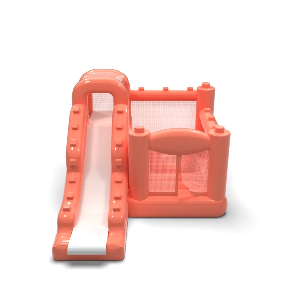 Petit château gonflable avec toboggan pour enfants - vieux rose