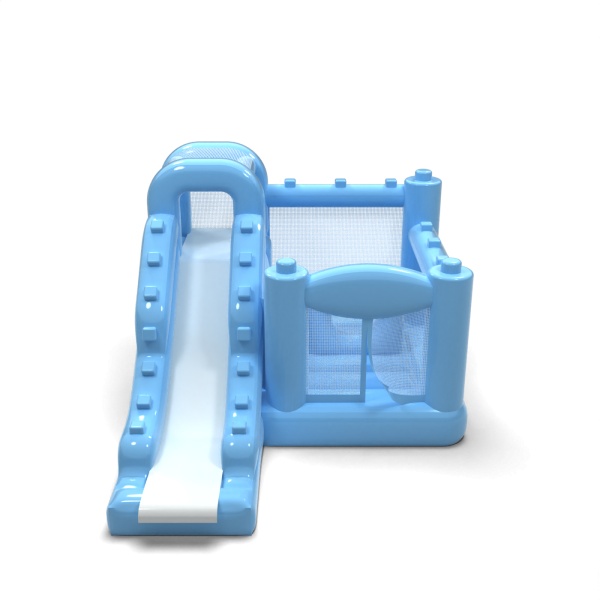 Petit château gonflable avec toboggan pour enfants - bleu pastel