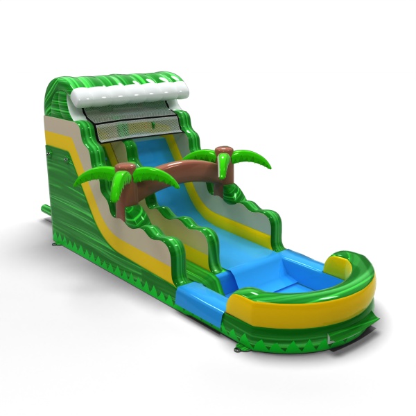 Toboggan gonflable aquatique sur le thème de la jungle