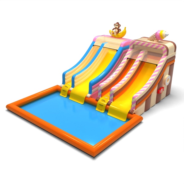 ENSEMBLE de toboggans aquatiques gonflables avec piscine - hawaïens et bonbons