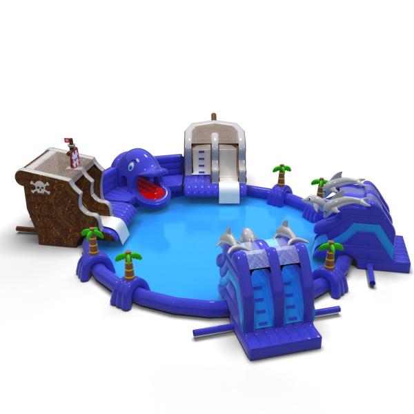Parc aquatique gonflable sur le thème des pirates