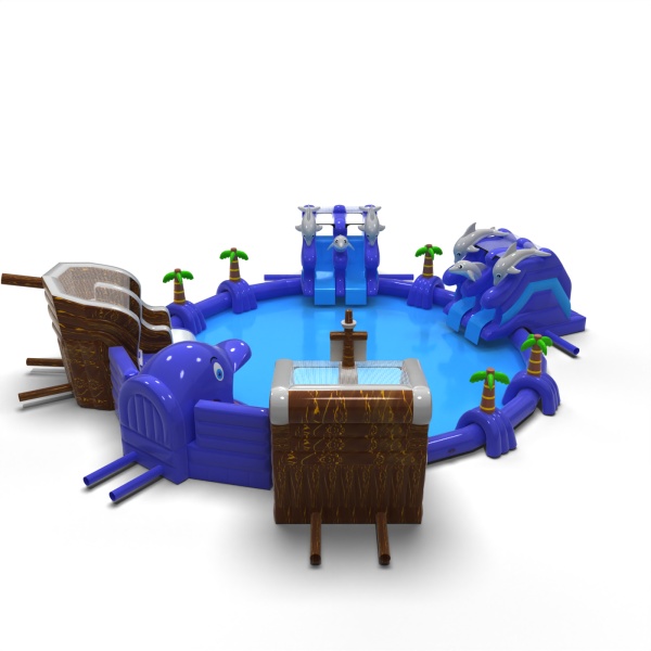 Parc aquatique gonflable sur le thème des pirates