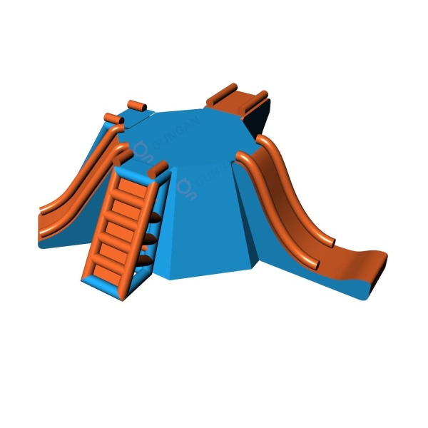 Plateforme avec toboggans et plongeoir - parcs aquatiques gonflables